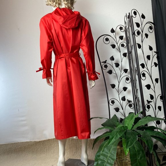 Cheerful Tangerine Hooded Raincoat Maxi - Picture 4 of 11